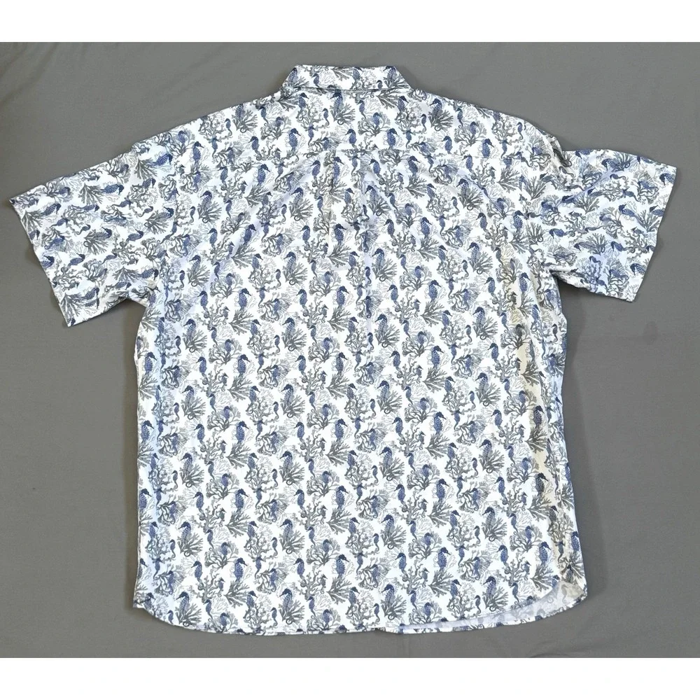 Men's David Cremieux‎ Sea Horse Blue Print Short Sleeve Short Size XL